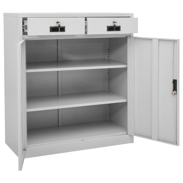 Hellgrauer Büroschrank Haven 90x40x102cm (Stahl)