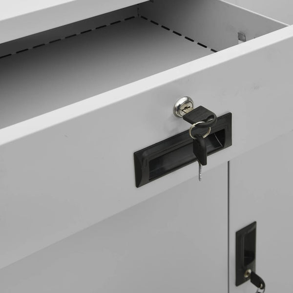 Hellgrauer Büroschrank Haven 90x40x102cm (Stahl)