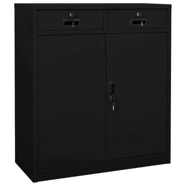 Schwarzer Büroschrank Haven 90x40x102cm (Stahl)