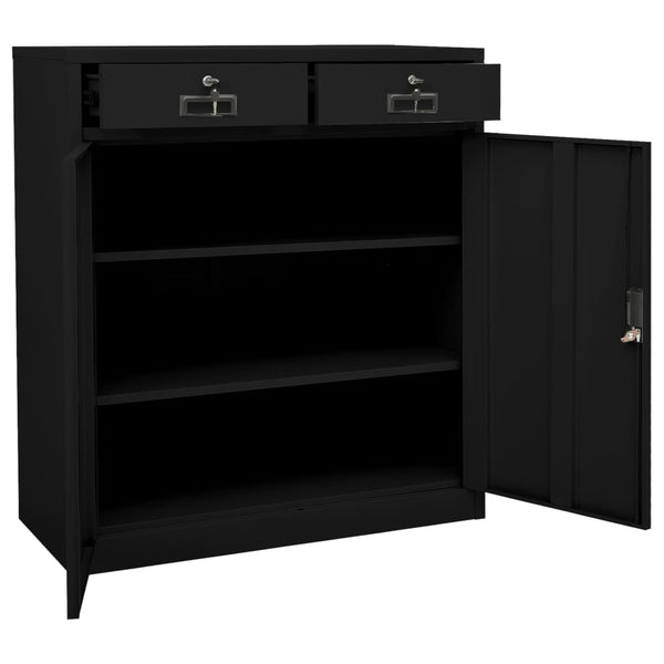 Schwarzer Büroschrank Haven 90x40x102cm (Stahl)
