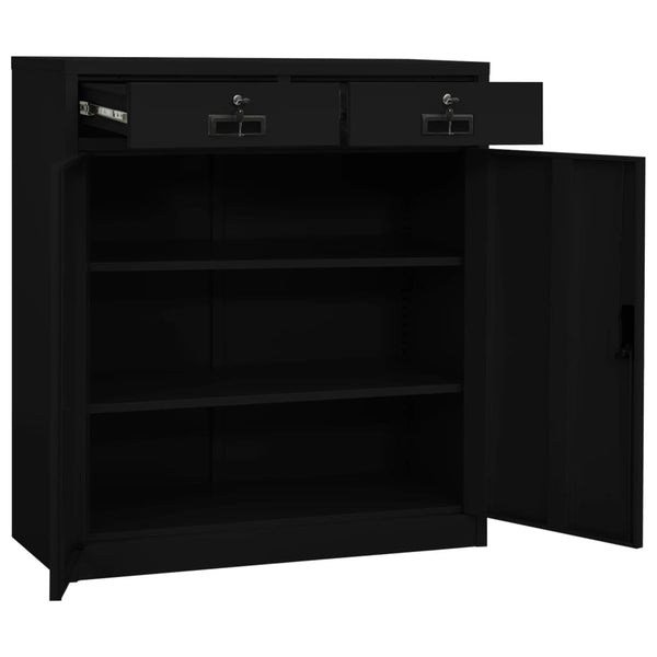Schwarzer Büroschrank Haven 90x40x102cm (Stahl)