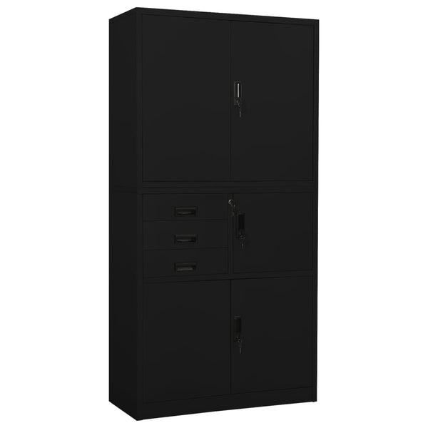Schwarzer Aktenschrank Teglar 90x40x180cm (Stahl)