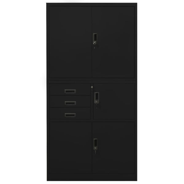 Schwarzer Aktenschrank Teglar 90x40x180cm (Stahl)