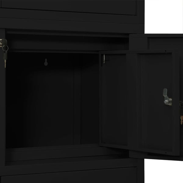 Schwarzer Aktenschrank Teglar 90x40x180cm (Stahl)