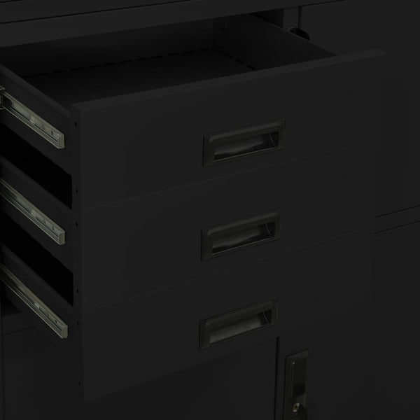 Schwarzer Aktenschrank Teglar 90x40x180cm (Stahl)