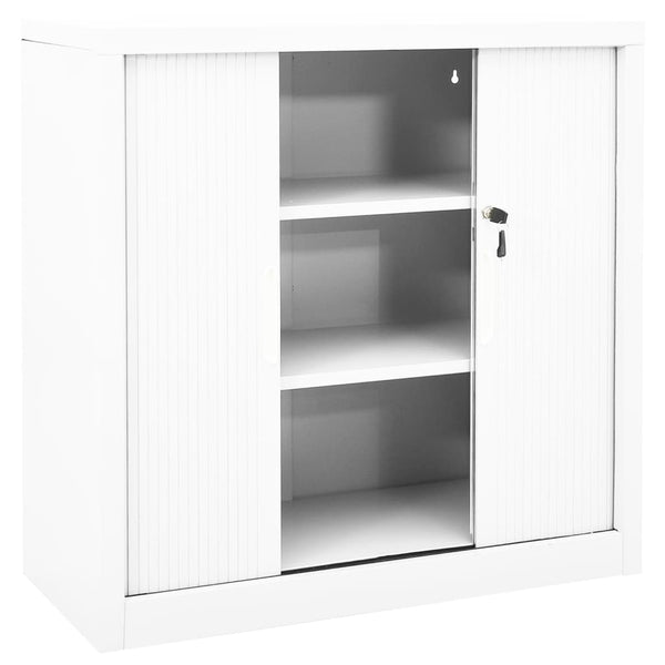 Weißer Schiebetürenschrank Bublos 90x40x90cm (Stahl)