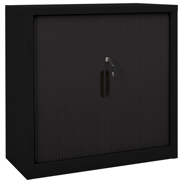 Schwarzer Schwebetürenschrank Bublos 90x40x90cm (Stahl)