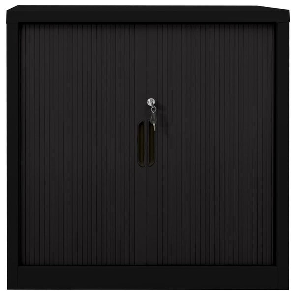 Schwarzer Schwebetürenschrank Bublos 90x40x90cm (Stahl)