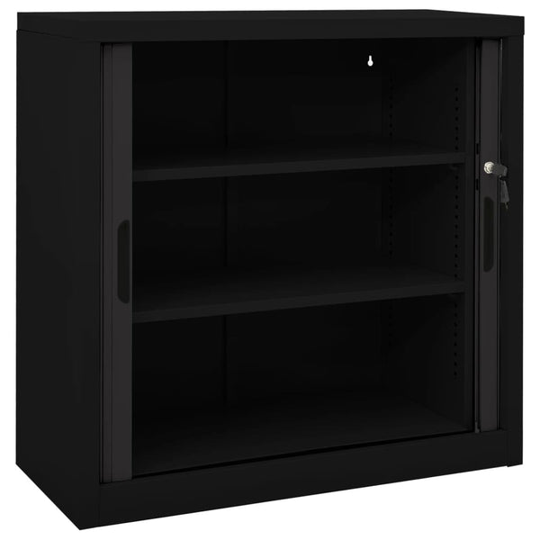 Schwarzer Schwebetürenschrank Bublos 90x40x90cm (Stahl)