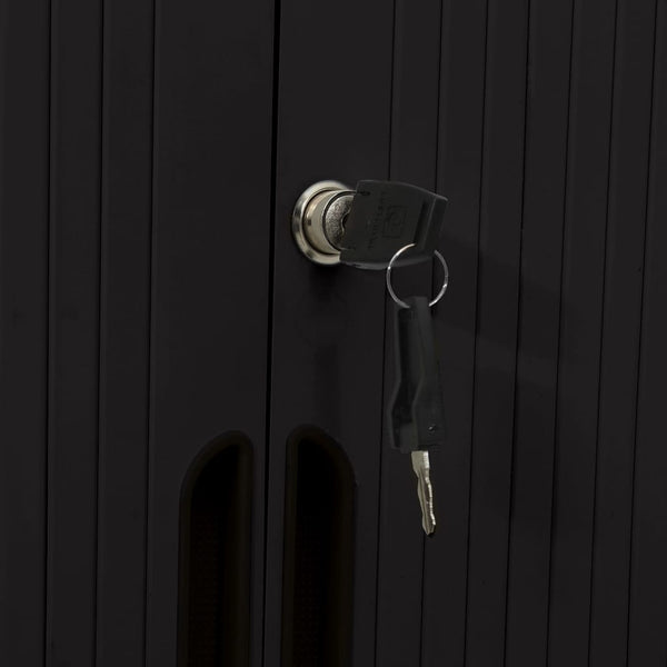 Schwarzer Schwebetürenschrank Bublos 90x40x90cm (Stahl)