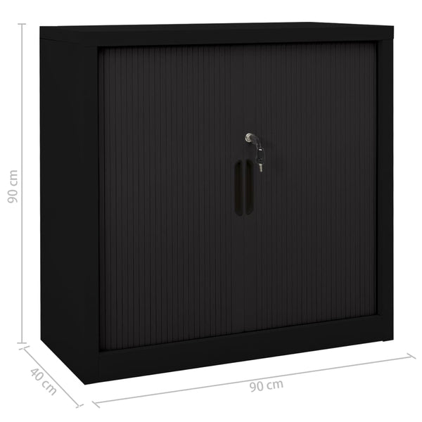Schwarzer Schwebetürenschrank Bublos 90x40x90cm (Stahl)