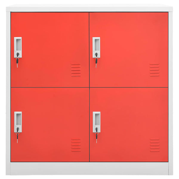 Hellgrau-rot 90x45x92,5cm Garderobenschrank Plostina (Stahl)