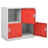 Hellgrau-rot 90x45x92,5cm Garderobenschrank Plostina (Stahl)