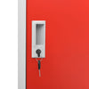 Hellgrau-rot 90x45x92,5cm Garderobenschrank Plostina (Stahl)