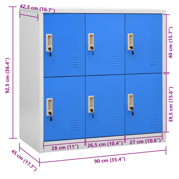 Kleiderschrank Plostina, hellgrau und blau, Maße 90x45x92,5cm (Stahl)