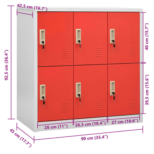Plostina Kleiderschrank 90x45x92,5cm hellgrau-rot (Stahl)