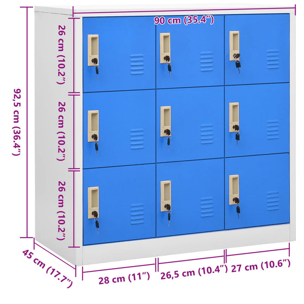 Hellgrau-blauer Schrank Plostina, Größe 90x45x92,5cm (Stahl)