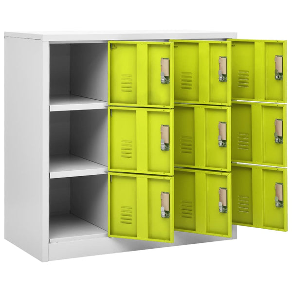 Kleiderschrank Plostina hellgrau und grün 90x45x92,5cm (Stahl)