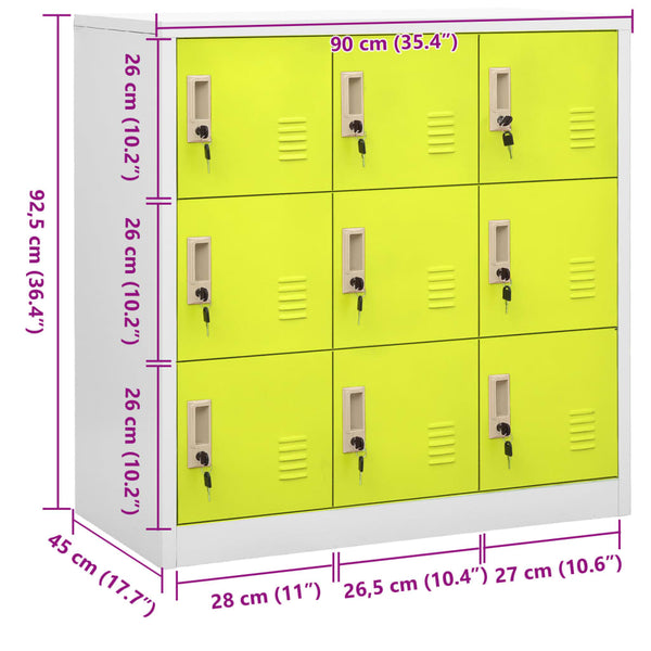 Kleiderschrank Plostina hellgrau und grün 90x45x92,5cm (Stahl)