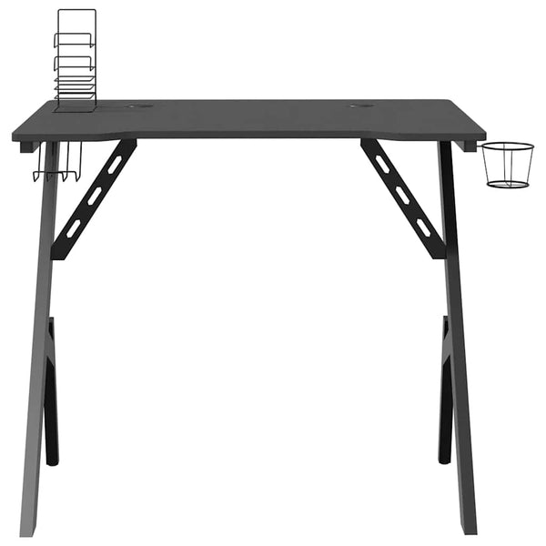 Schwarzer Spieltisch mit y-förmigen Beinen Dumea 90x60x75cm