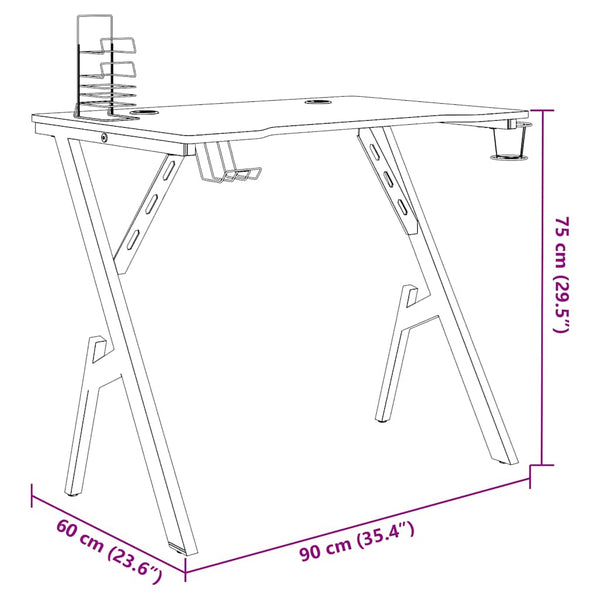 Schwarzer Spieltisch mit y-förmigen Beinen Dumea 90x60x75cm