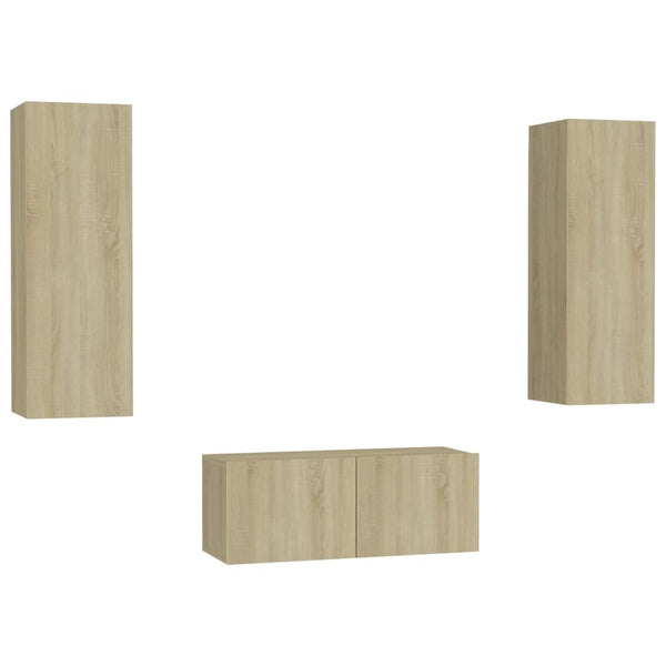 Sonoma-Eiche TV-Schrank-Set Fingula 3-teilig (Spanplatte)