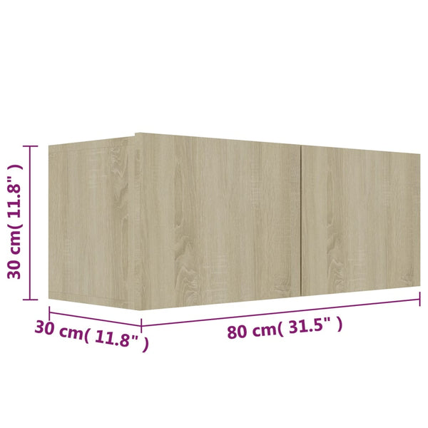 Sonoma-Eiche TV-Schrank-Set Fingula 3-teilig (Spanplatte)
