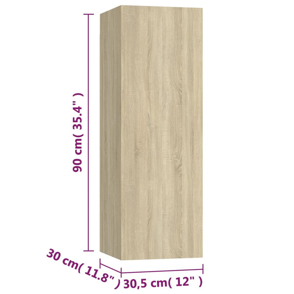 Sonoma-Eiche TV-Schrank-Set Fingula 3-teilig (Spanplatte)