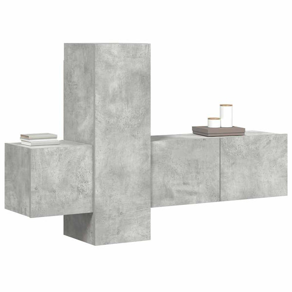 TV-Schrank-Set Fulger 3-teilig betongrau (Holz)