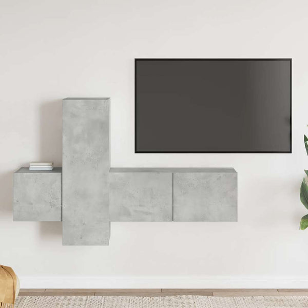 TV-Schrank-Set Fulger 3-teilig betongrau (Holz)