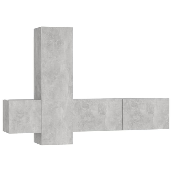 TV-Schrank-Set Fulger (3-teilig, Holz, Betongrau)