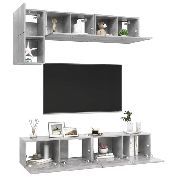 5-teiliges TV-Schrank-Set Meftodie aus Holz in Betongrau