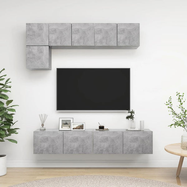 5-teiliges TV-Schrank-Set Meftodie aus Holz in Betongrau