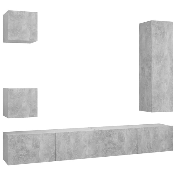 5-teiliges TV-Schrank-Set Ghiulera betongrau (Spanplatte)