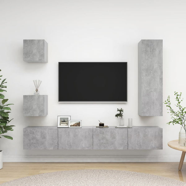 5-teiliges TV-Schrank-Set Ghiulera betongrau (Spanplatte)