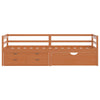 Honigbraunes Bettgestell mit Schubladen und Schrank Tomache 90x200cm (Kiefer)