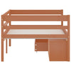 Honigbraunes Bettgestell mit Schubladen und Schrank Tomache 90x200cm (Kiefer)