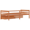 Honigbraunes Bettgestell mit Schubladen und Schrank Tomache 90x200cm (Kiefer)