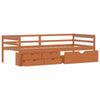 Honigbraunes Bettgestell mit Schubladen und Schrank Tomache 90x200cm (Kiefer)