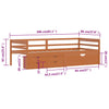 Honigbraunes Bettgestell mit Schubladen und Schrank Tomache 90x200cm (Kiefer)