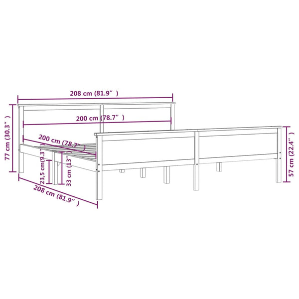 Bettgestell Michai 200x200cm (Kiefer)