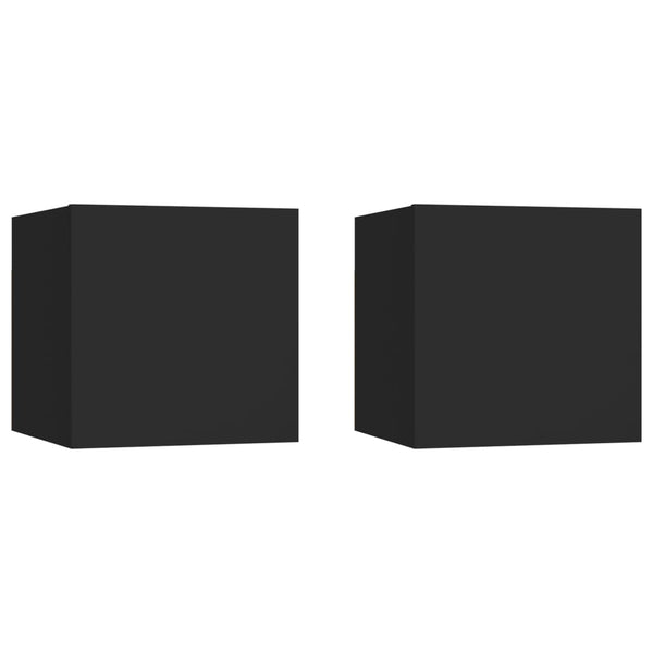 Schwarze Nachttische Mezmunie 30,5x30x30cm (2er-Set aus Holz)