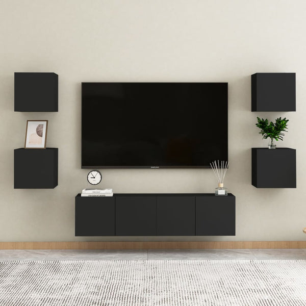 Schwarze Nachttische Mezmunie 30,5x30x30cm (2er-Set aus Holz)