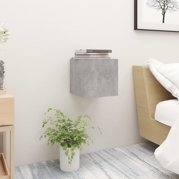 Betoninharmaa yöpöytä Mezmunie 30,5x30x30cm (puinen)