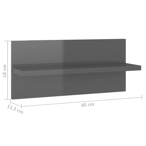 Graues Wandregal Malvina 40x11,5x18cm (4 Stück)
