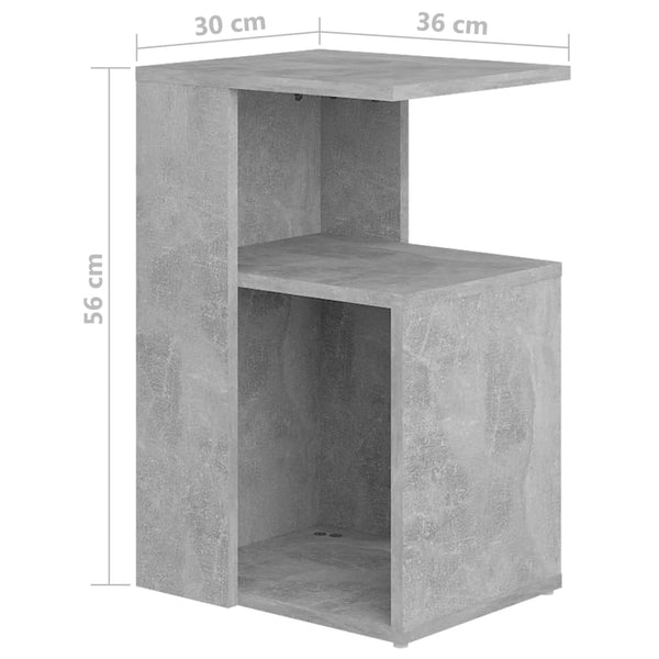 Betongrauer Beistelltisch Petkov 36x30x56cm (Holz)