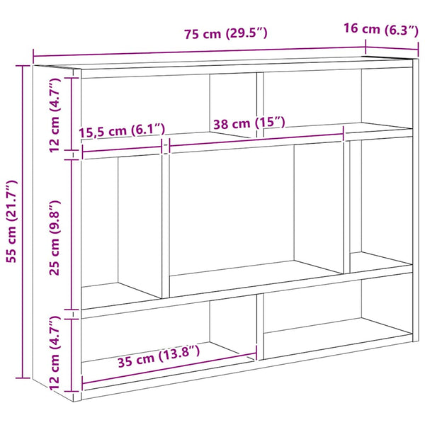 Weißes Wandregal Cociuba 75x16x55cm (Holz)