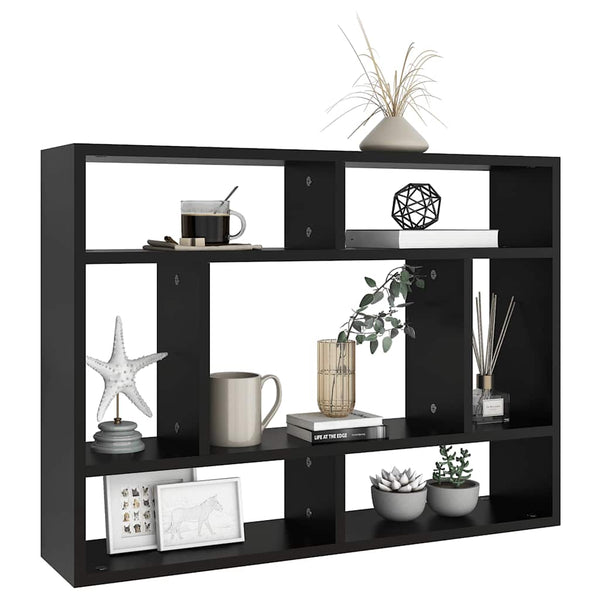 Schwarzes Wandregal Cociuba 75x16x55cm (Holz)