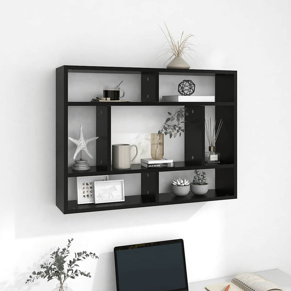 Schwarzes Wandregal Cociuba 75x16x55cm (Holz)