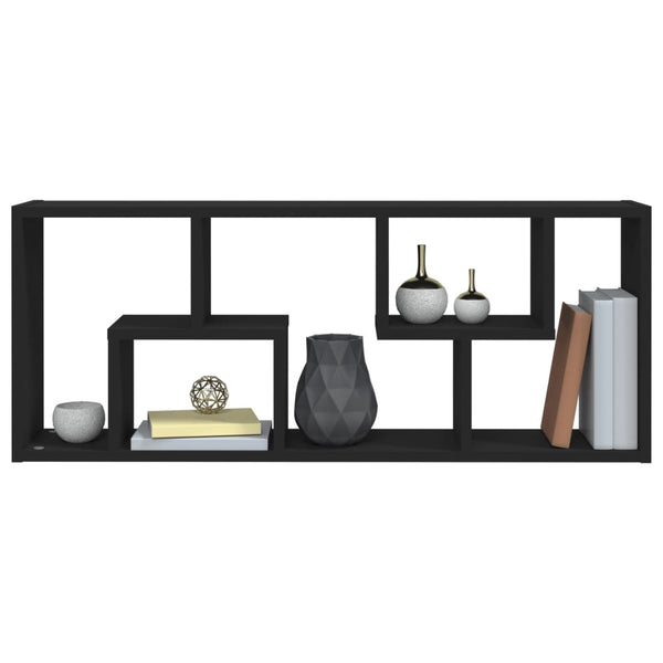 Schwarzes Wandregal Argelia 36x16x90cm (Holz)